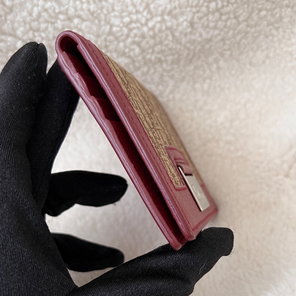 Auth Vintage Dior Oblique Logo Maroon Bi-Fold Card Case - Excellent Condition - Picture 7 of 9